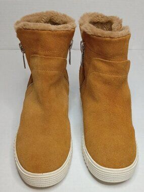 Steven by Steve Madden Bamby Suede Wedge Sneaker Boots Camel Tan Size 9M
